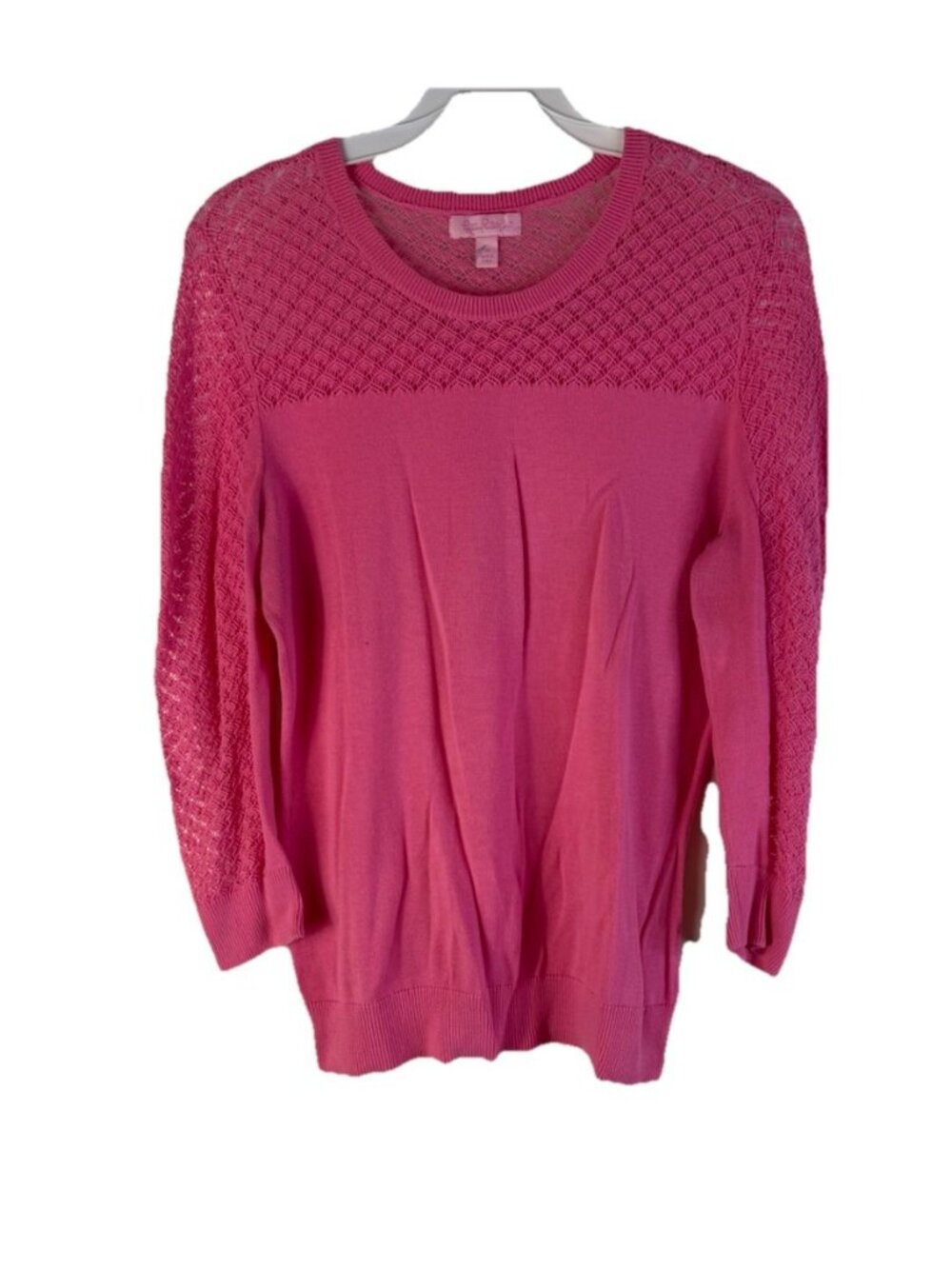 Lilly Pulitzer Sweater Cotton Lightweight Crochet Contrast - Picture 1 of 11